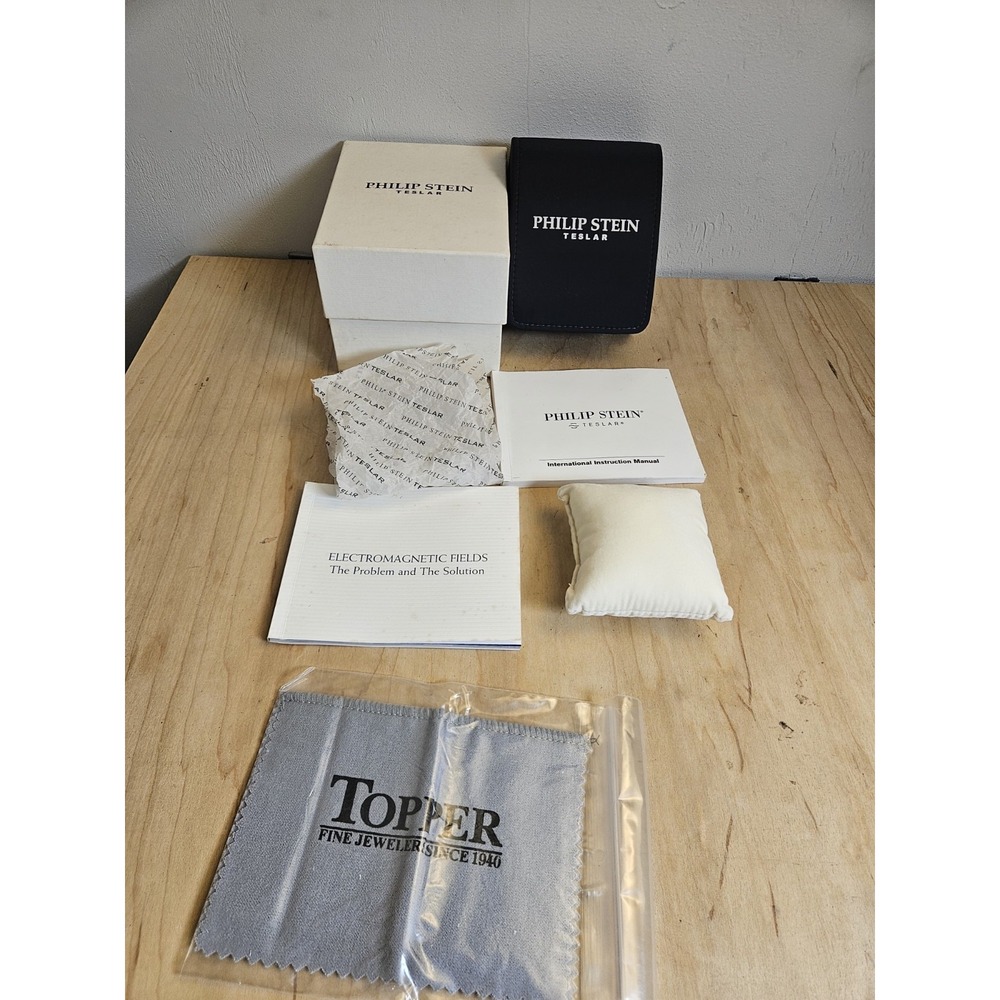 Philip Stein Teslar Watch Jewelry Presentation Box Case Manuals Pillow Empty
